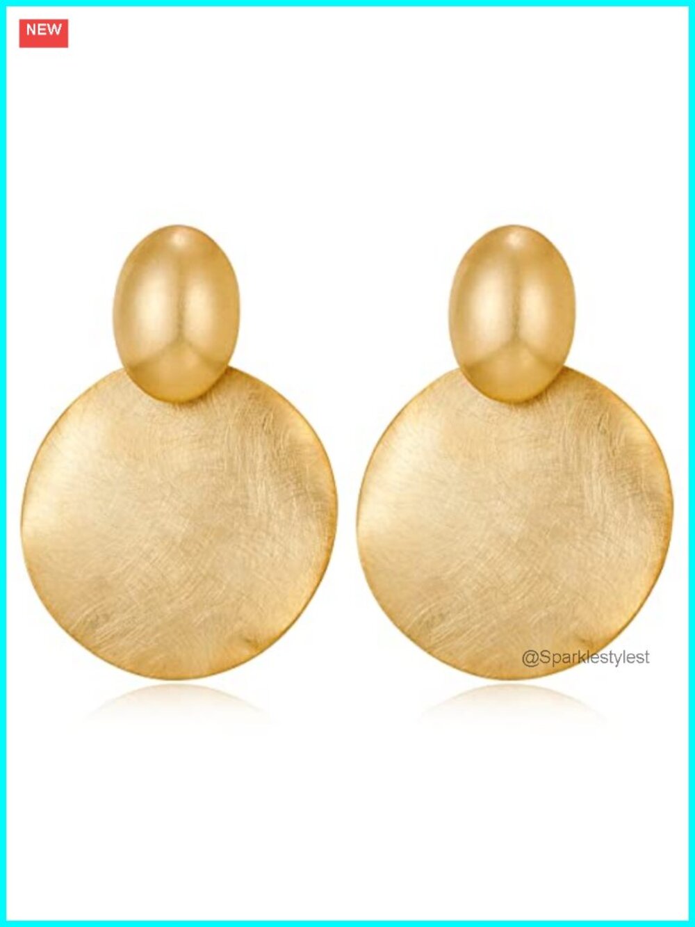 Hammered Brass Disc Drop Dangle Earrings Statement Geometric Large Lightweight